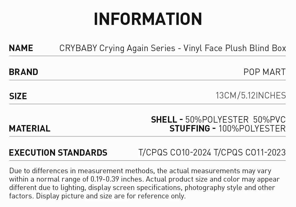 CRYBABY Crying Again Series-Vinyl Face Plush Blind Box 18 CRYBABY Crying Again Series-Vinyl Face Plush Blind Box - Image 18